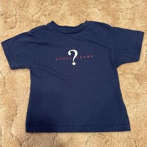 GUESS Navy Short-Sleeve Logo Tee with White Question Mark